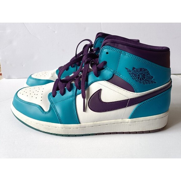 Jordan 1 Mid Hornets 2018 ShoesMen's 11.5 Blue Purple